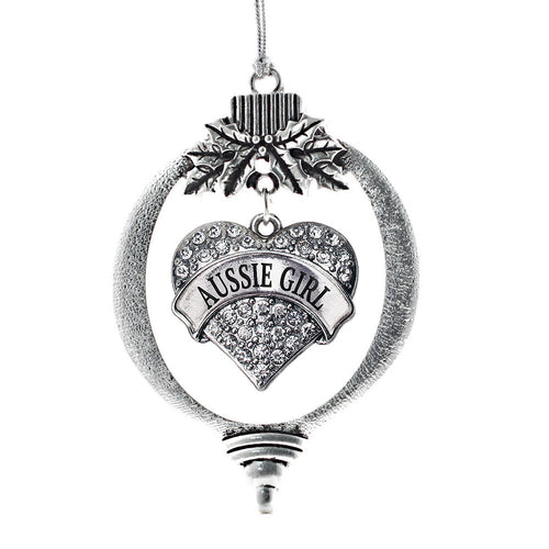 Aussie Girl Pave Heart Charm Christmas / Holiday Ornament