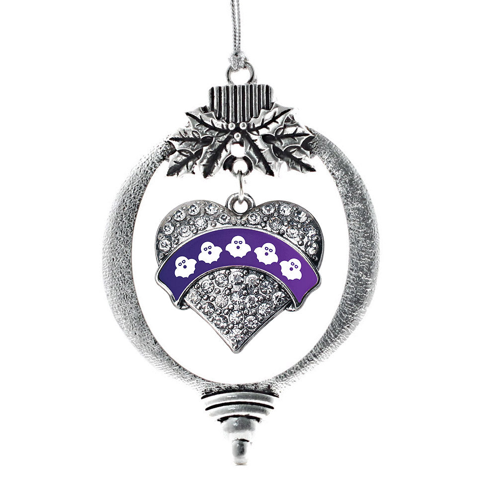 Ghosts Pave Heart Charm Christmas / Holiday Ornament