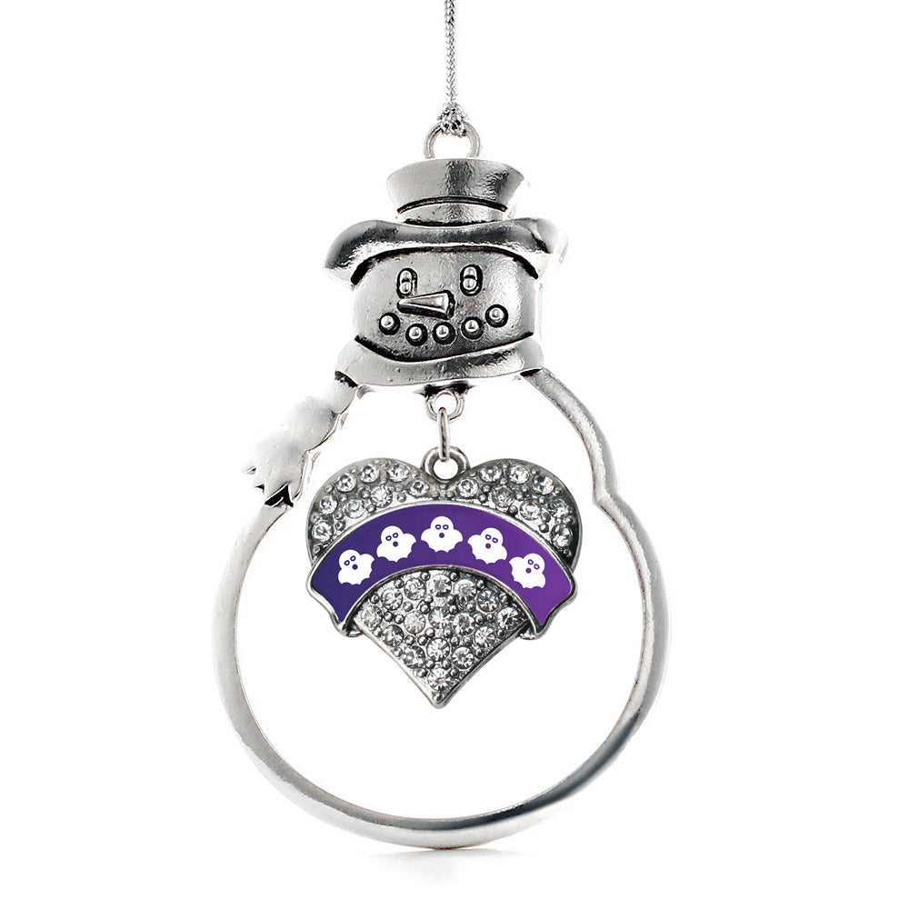 Ghosts Pave Heart Charm Christmas / Holiday Ornament