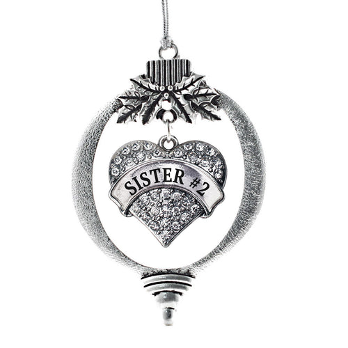 Sister #2 Pave Heart Charm Christmas / Holiday Ornament