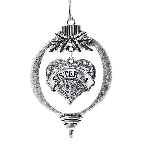 Sister #4 Pave Heart Charm Christmas / Holiday Ornament