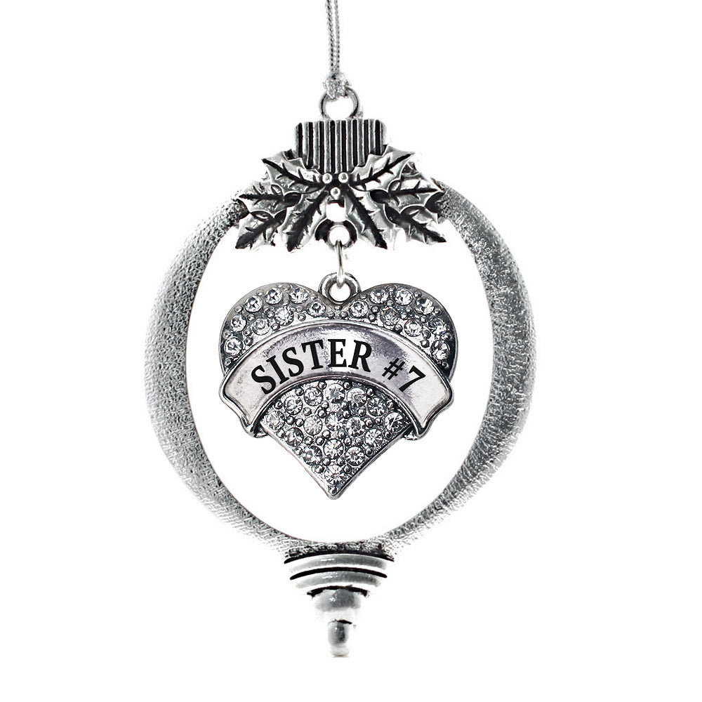 Sister #7 Pave Heart Charm Christmas / Holiday Ornament