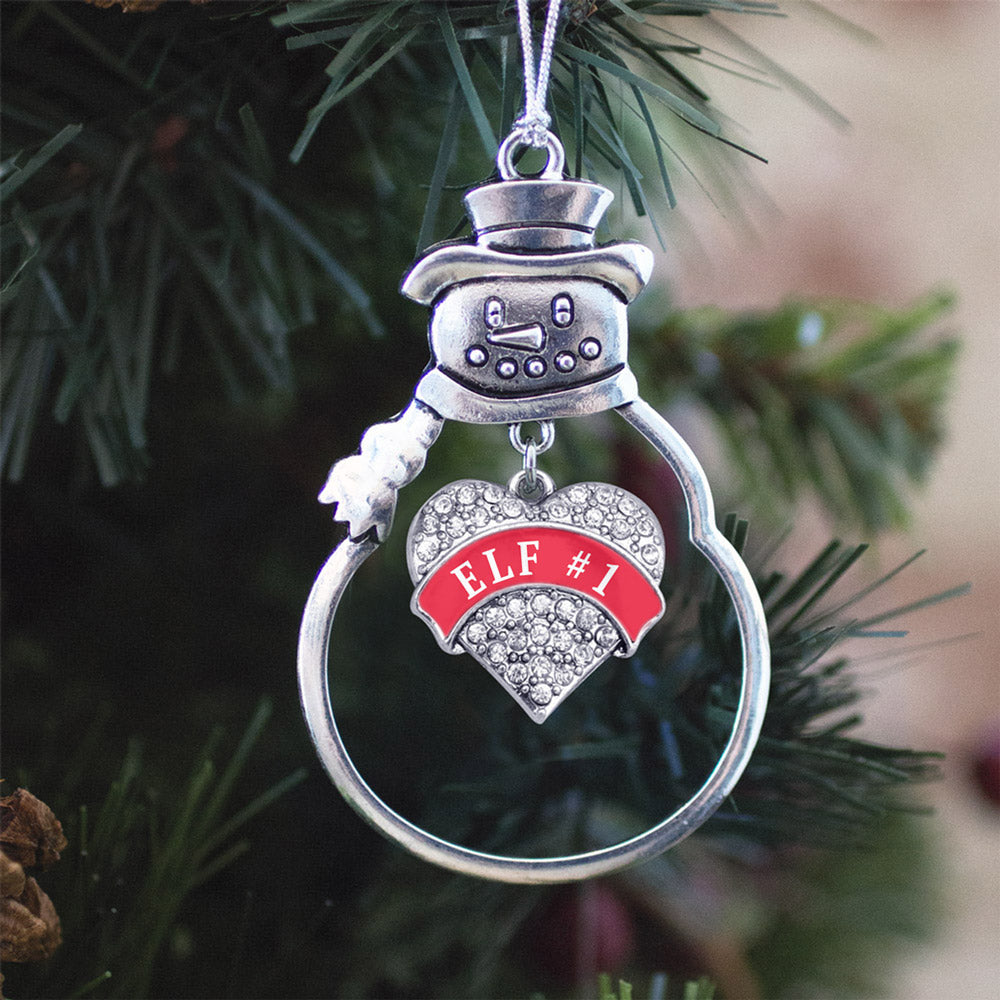 Elf #1 Pave Heart Charm Christmas / Holiday Ornament