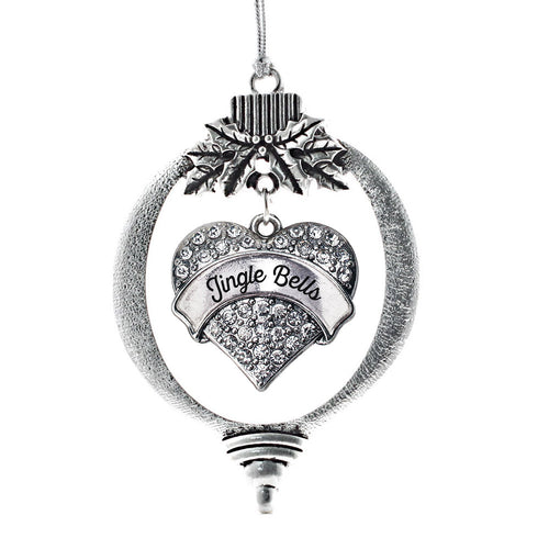 Jingle Bells Pave Heart Charm Christmas / Holiday Ornament