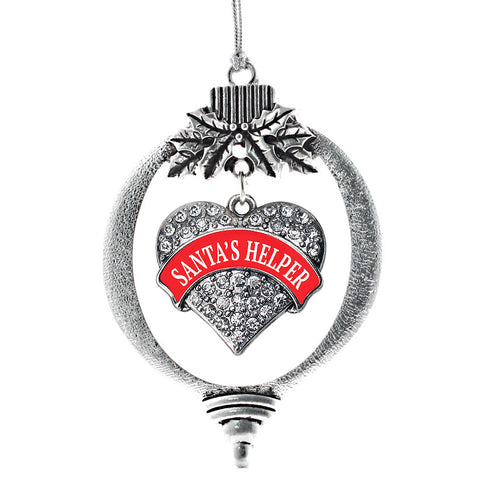 Santas Helper Pave Heart Charm Christmas / Holiday Ornament