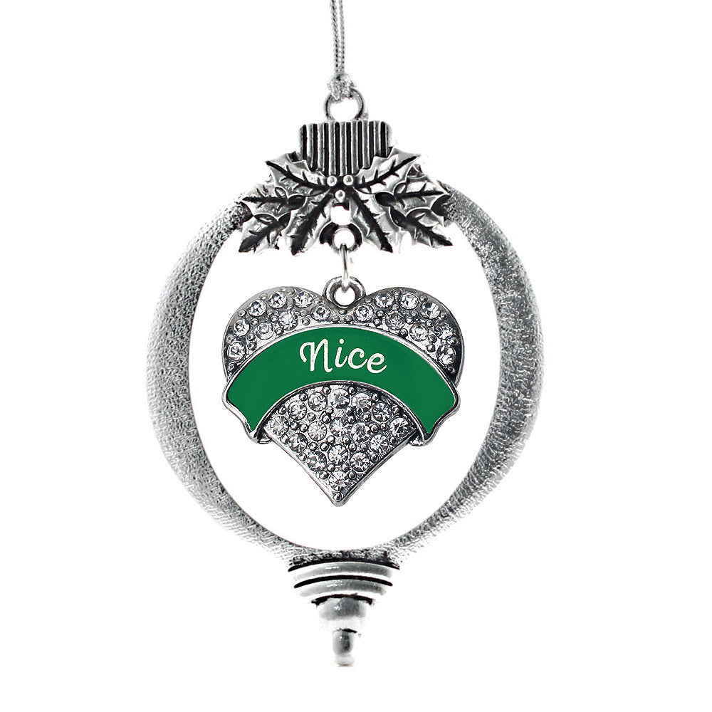 Green Nice Pave Heart Charm Christmas / Holiday Ornament