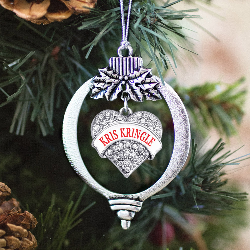 Kris Kringle Pave Heart Charm Christmas / Holiday Ornament