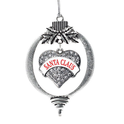 Santa Claus Pave Heart Charm Christmas / Holiday Ornament