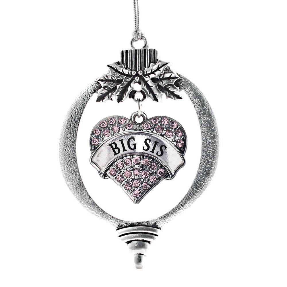 Big Sis Pink Pave Heart Charm Christmas / Holiday Ornament