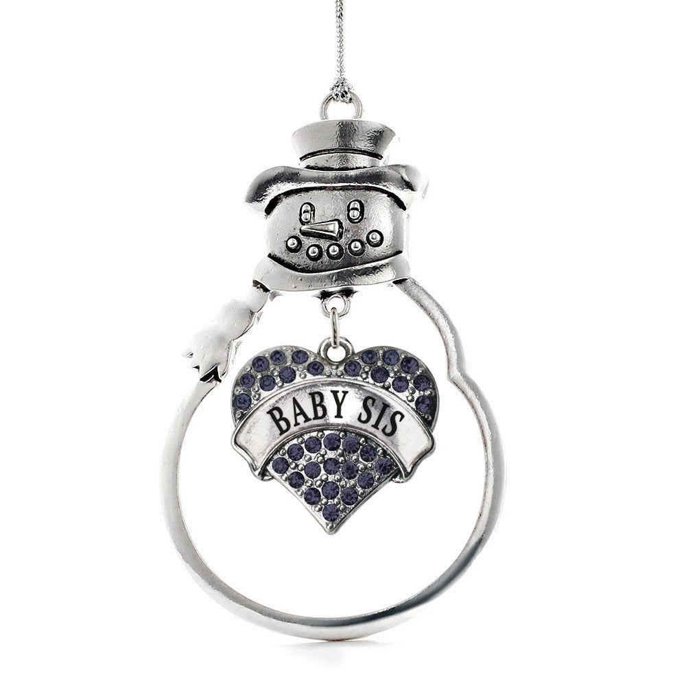 Baby Sis Navy Pave Heart Charm Christmas / Holiday Ornament
