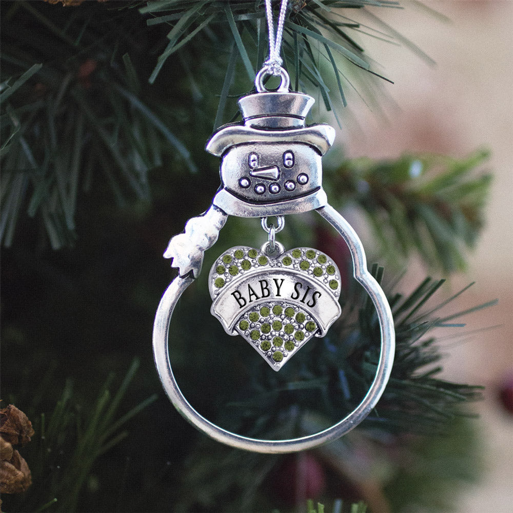 Baby Sis Green Pave Heart Charm Christmas / Holiday Ornament