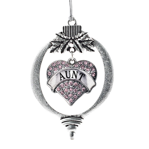 Aunt Pink Pave Heart Charm Christmas / Holiday Ornament