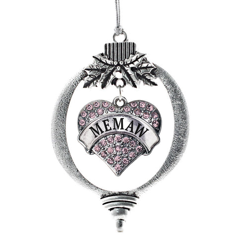 Memaw Pink Pave Heart Charm Christmas / Holiday Ornament