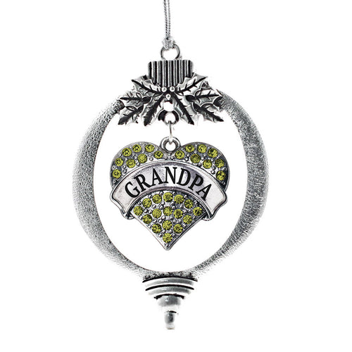 Grandpa Green Pave Heart Charm Christmas / Holiday Ornament