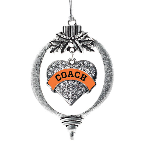 Orange and Black Coach Pave Heart Charm Christmas / Holiday Ornament