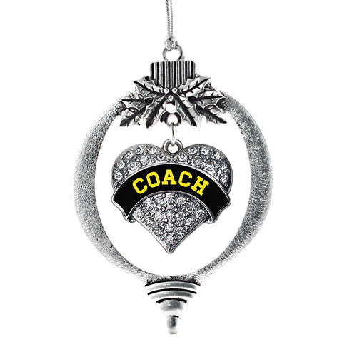 Black and Yellow Coach Pave Heart Charm Christmas / Holiday Ornament