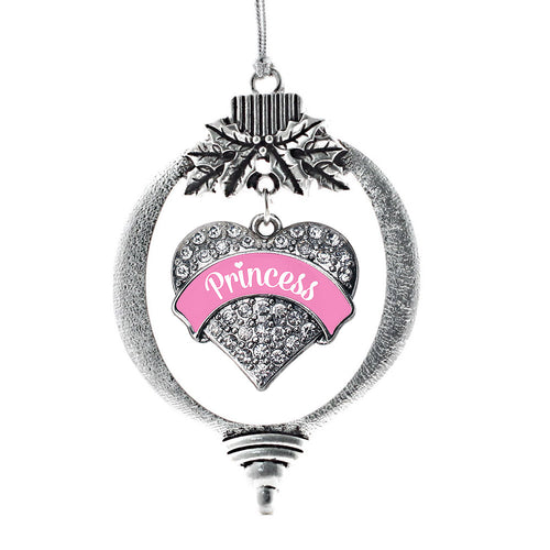 Pink Princess Pave Heart Charm Christmas / Holiday Ornament