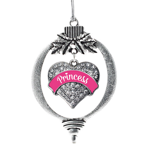 Fuchsia Princess Pave Heart Charm Christmas / Holiday Ornament