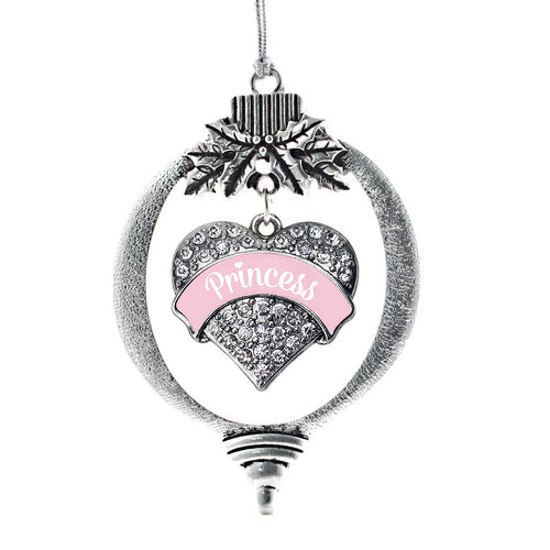 Light Pink Princess Pave Heart Charm Christmas / Holiday Ornament