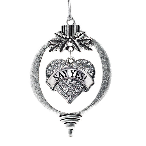 Say Yes! Pave Heart Charm Christmas / Holiday Ornament