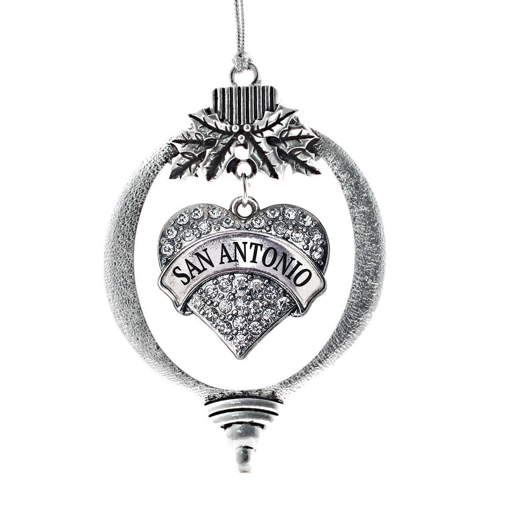 San Antonio Pave Heart Charm Christmas / Holiday Ornament