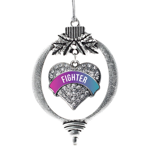 Thyroid Fighter Pave Heart Charm Christmas / Holiday Ornament