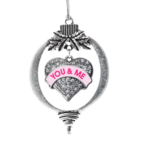 You & Me Pink Candy Pave Heart Charm Christmas / Holiday Ornament