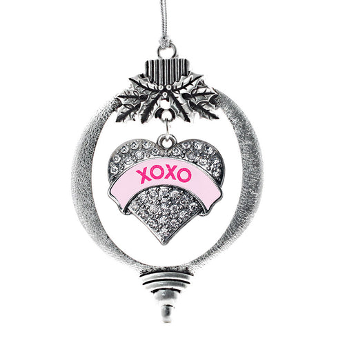 XOXO Pink Candy Pave Heart Charm Christmas / Holiday Ornament