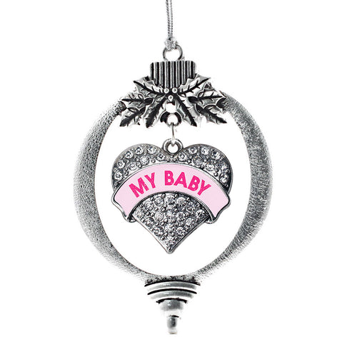 My Baby Pink Candy Pave Heart Charm Christmas / Holiday Ornament