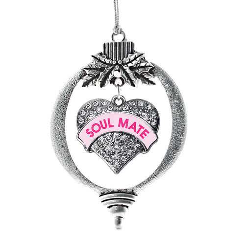 Soul Mate Pink Candy Pave Heart Charm Christmas / Holiday Ornament