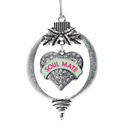 Soul Mate Green Candy Pave Heart Charm Christmas / Holiday Ornament