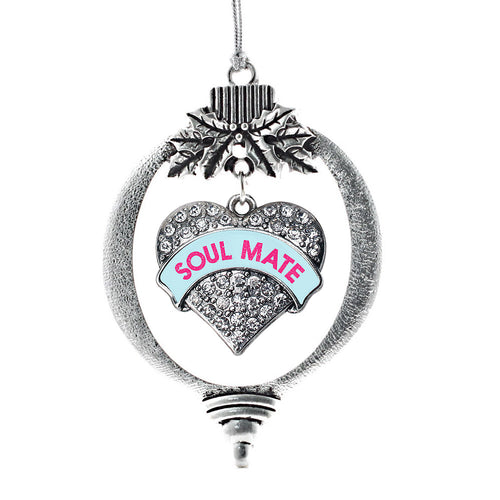 Soul Mate Teal Candy Pave Heart Charm Christmas / Holiday Ornament