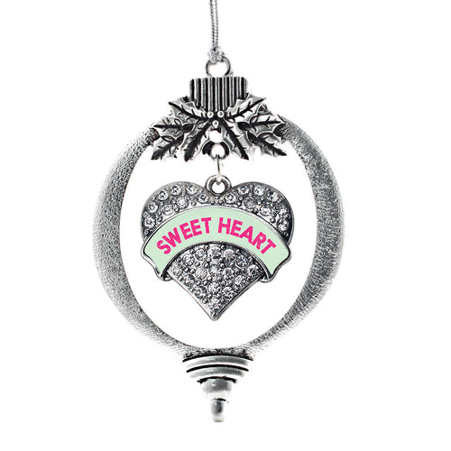 Sweet Heart Green Candy Pave Heart Charm Christmas / Holiday Ornament