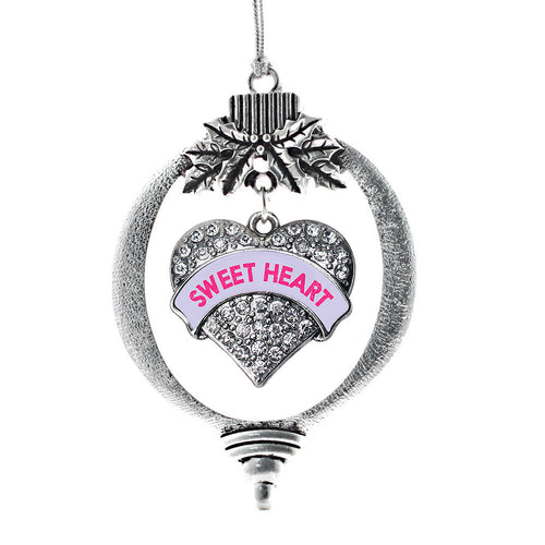Sweet Heart Purple Candy Pave Heart Charm Christmas / Holiday Ornament