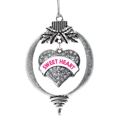 Sweet Heart White Candy Pave Heart Charm Christmas / Holiday Ornament