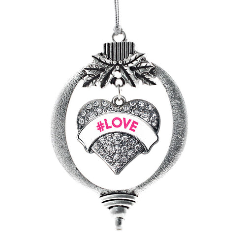 #LOVE White Candy Pave Heart Charm Christmas / Holiday Ornament