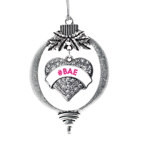 #BAE White Candy Pave Heart Charm Christmas / Holiday Ornament