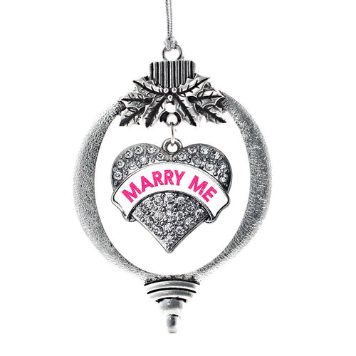 Marry Me White Candy Pave Heart Charm Christmas / Holiday Ornament