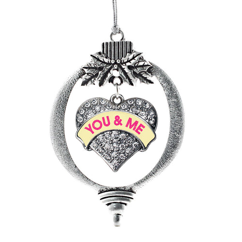 You & Me Yellow Candy Pave Heart Charm Christmas / Holiday Ornament