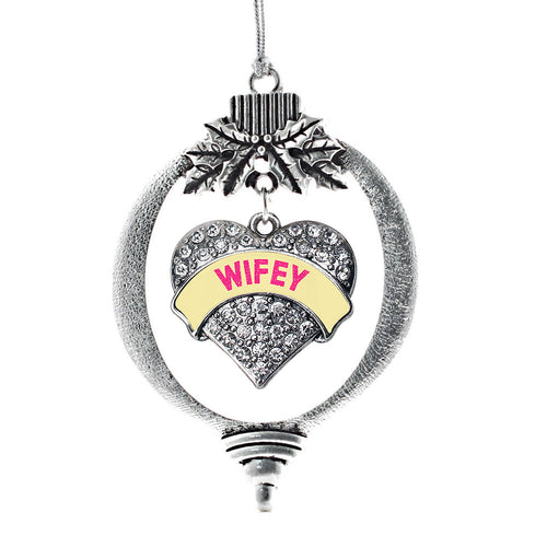 Wifey Yellow Candy Pave Heart Charm Christmas / Holiday Ornament
