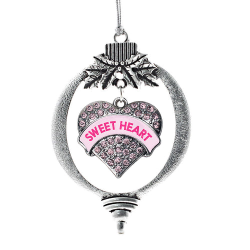 Sweet Heart Candy Pink Pave Heart Charm Christmas / Holiday Ornament