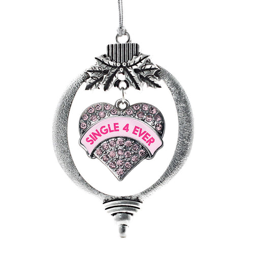 Single 4 Ever Candy Pink Pave Heart Charm Christmas / Holiday Ornament