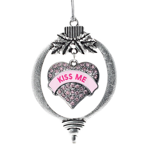 Kiss Me Candy Pink Pave Heart Charm Christmas / Holiday Ornament