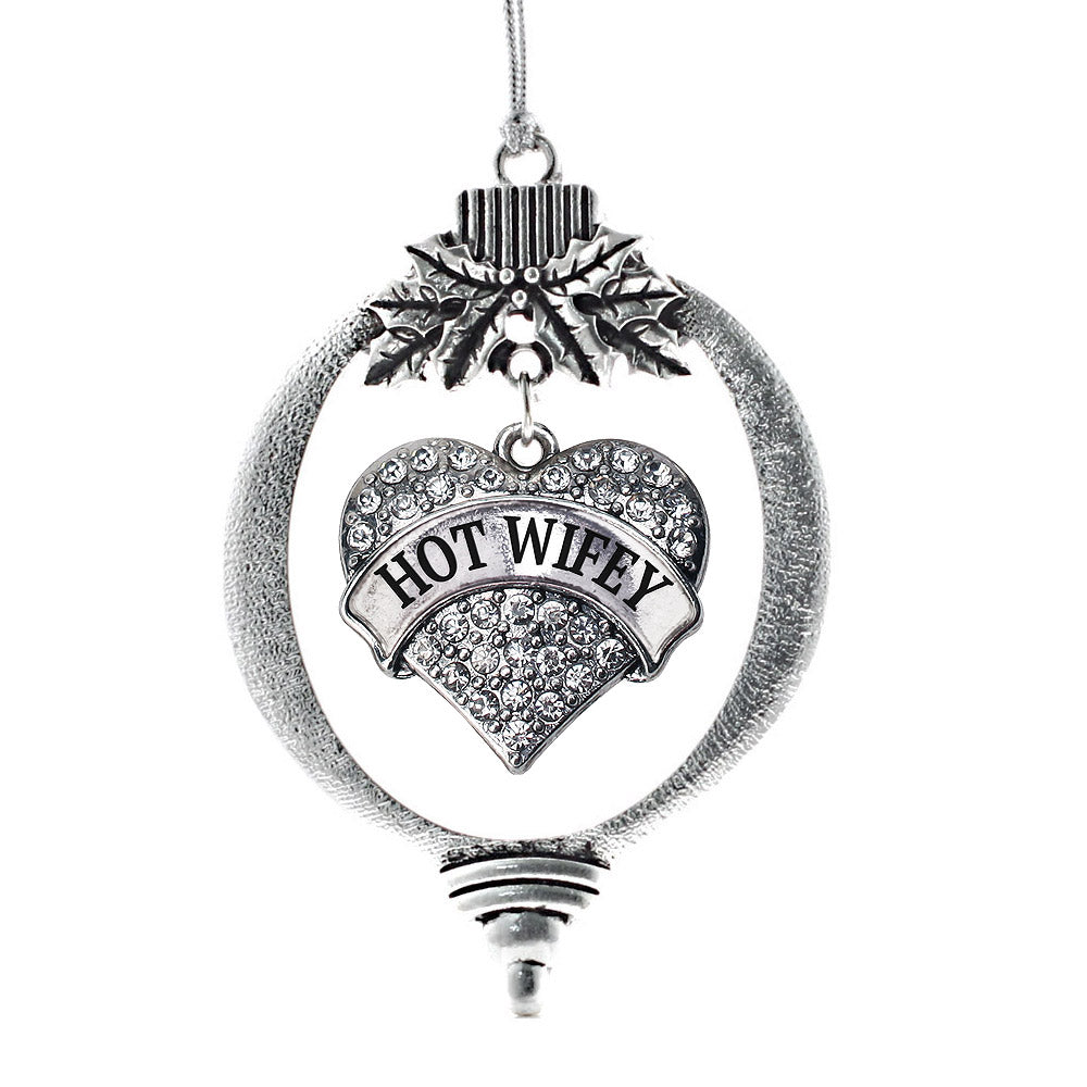 Hot Wifey Pave Heart Charm Christmas / Holiday Ornament
