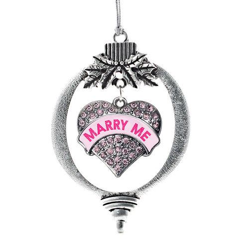 Marry Me Candy Pink Pave Heart Charm Christmas / Holiday Ornament