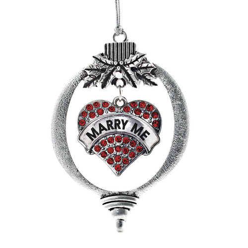 Marry Me Red Candy Pave Heart Charm Christmas / Holiday Ornament