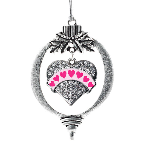 Pink Candy Pave Heart Charm Christmas / Holiday Ornament