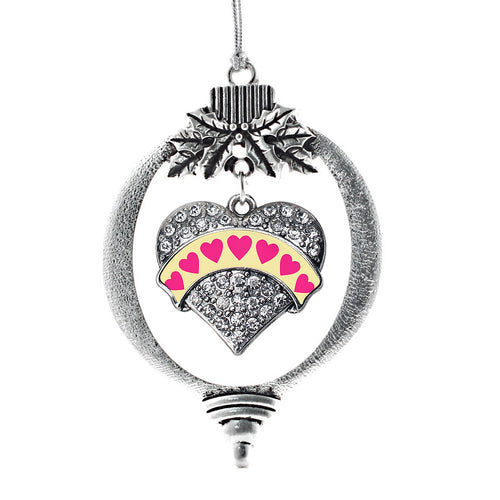 Yellow Candy Pave Heart Charm Christmas / Holiday Ornament