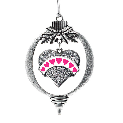 White Candy Pave Heart Charm Christmas / Holiday Ornament