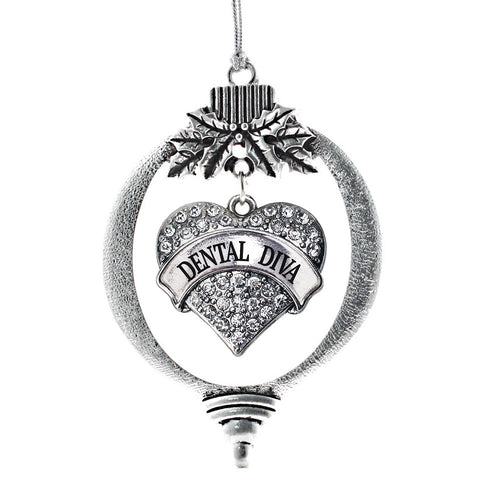 Dental Diva Pave Heart Charm Christmas / Holiday Ornament